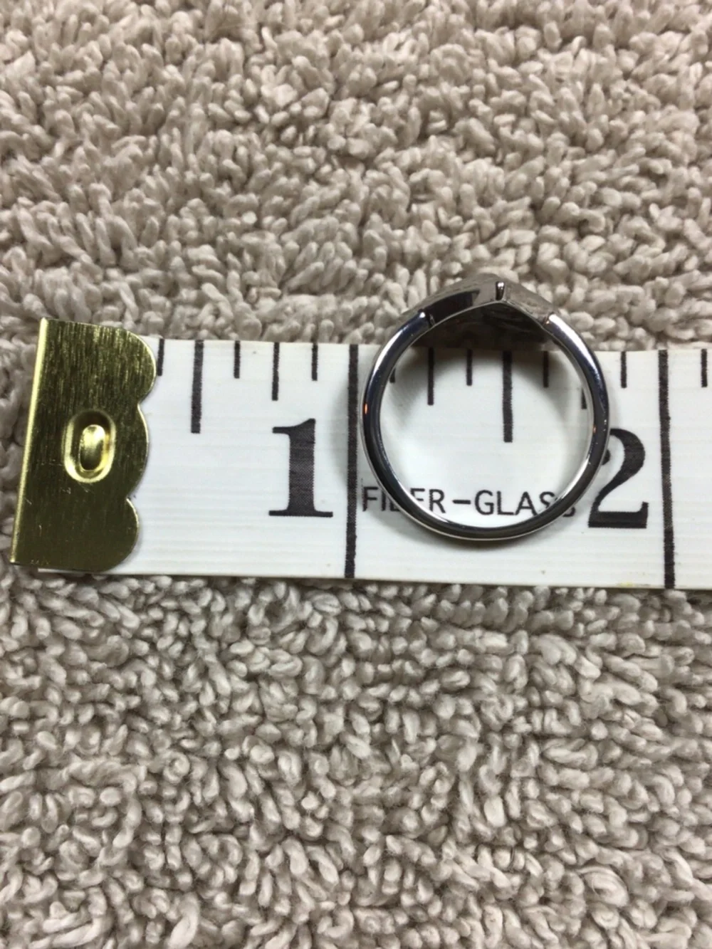 vintage style fluted or ribbed silvertone heart ring